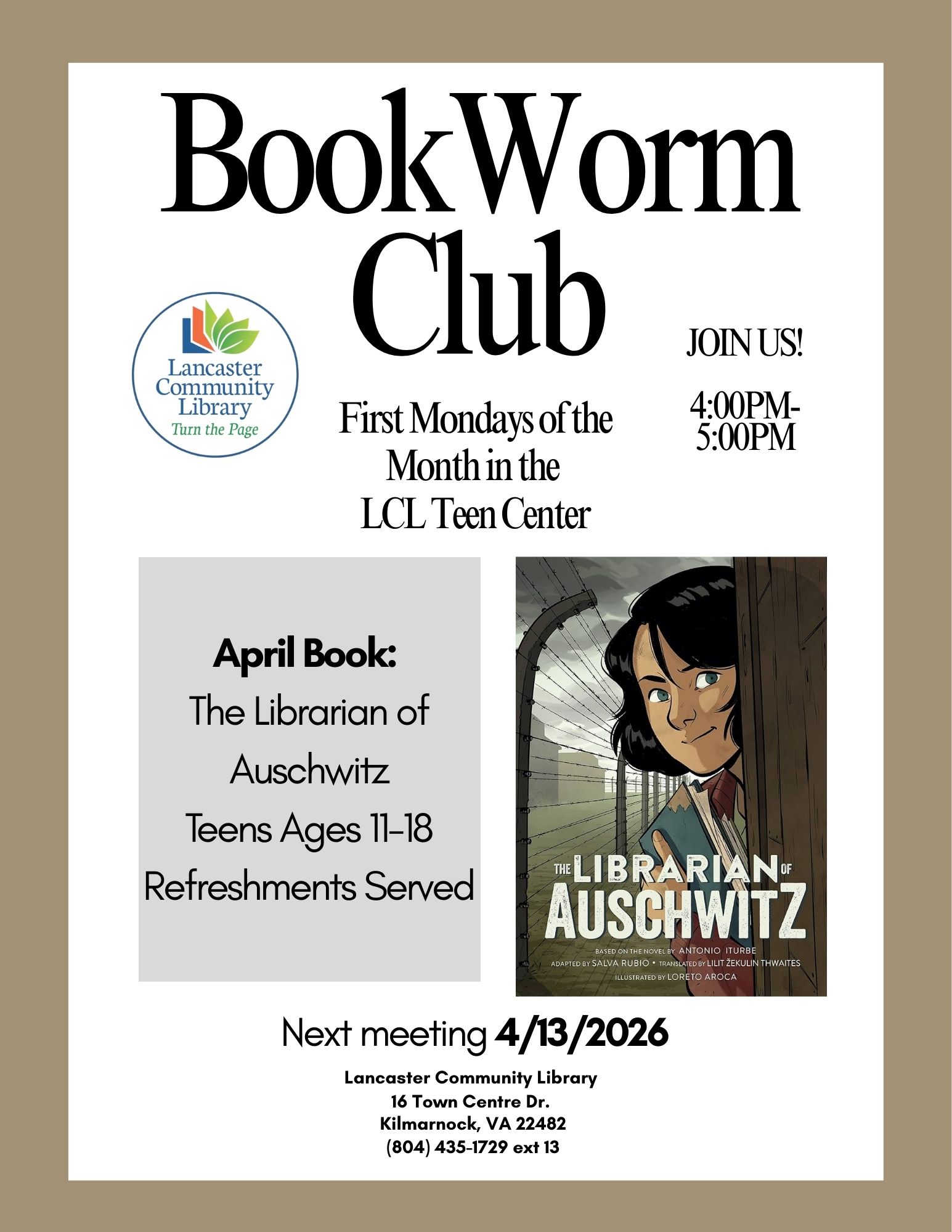 April LCL TC BookWormClub