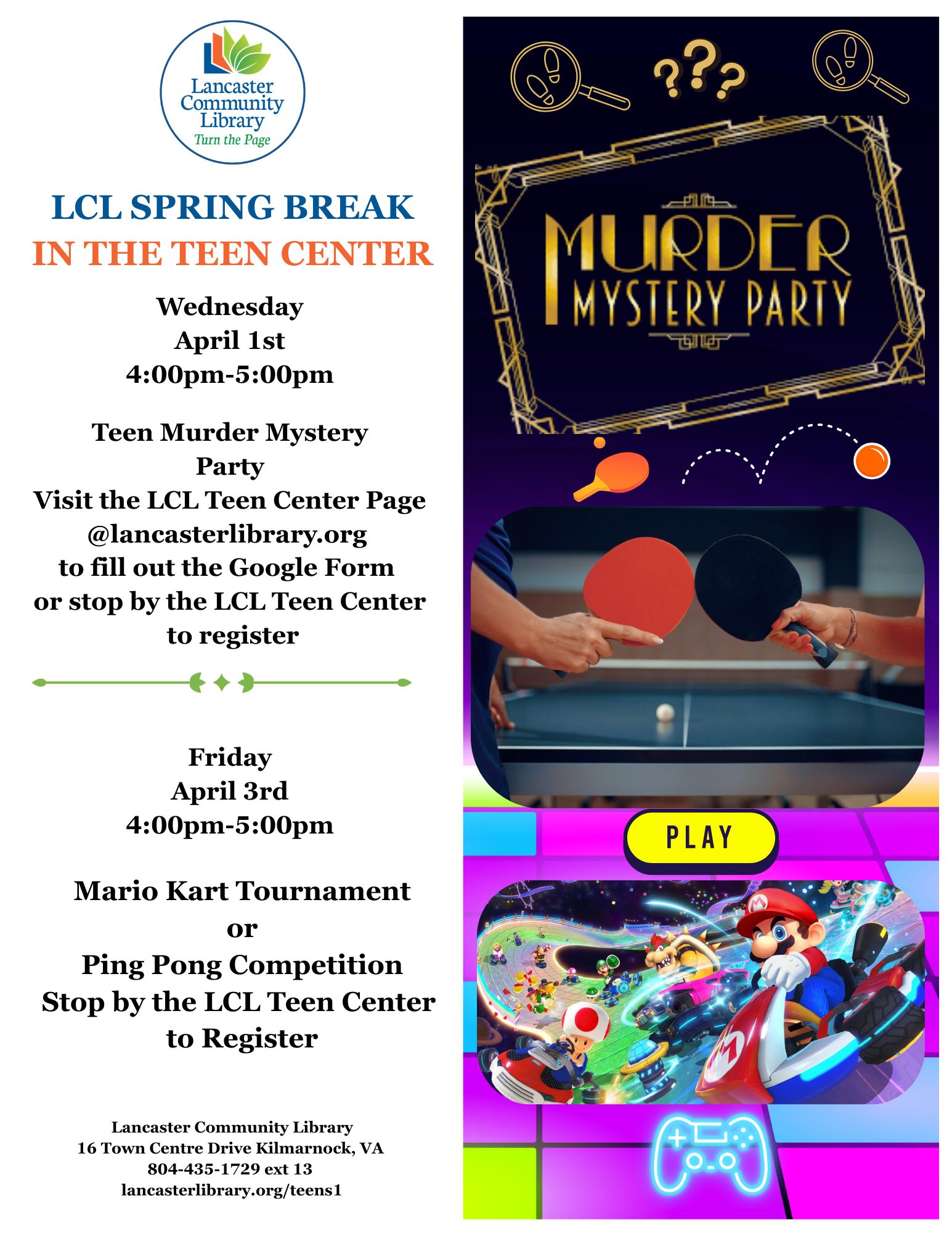 LCL SPRING BREAK IN THE TEEN CENTER