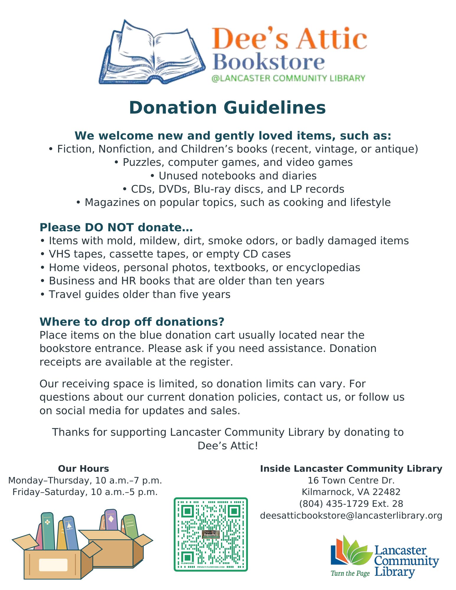 External Large Book Donations Limited Sign